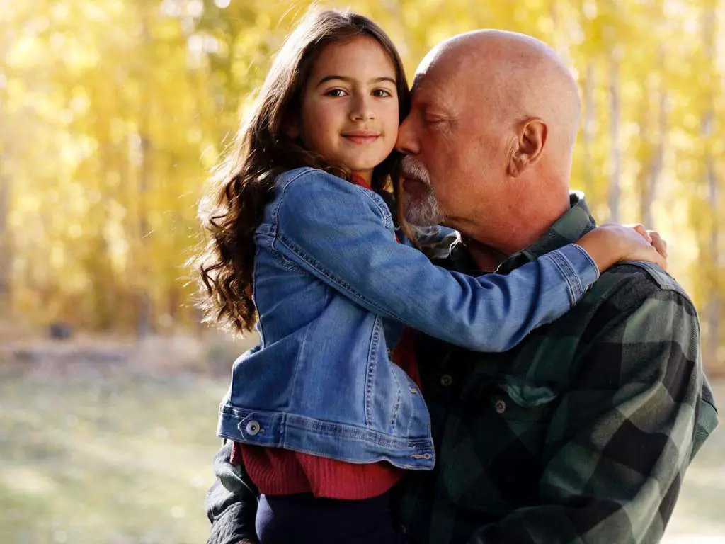 Emma shared an adorable picture of Bruce Willis hugging her daughter Mabel