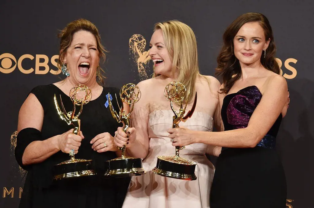 Ann Dowd, Elisabeth Moss, and Alexis Bledel in the 69th annual Emmy Awards 