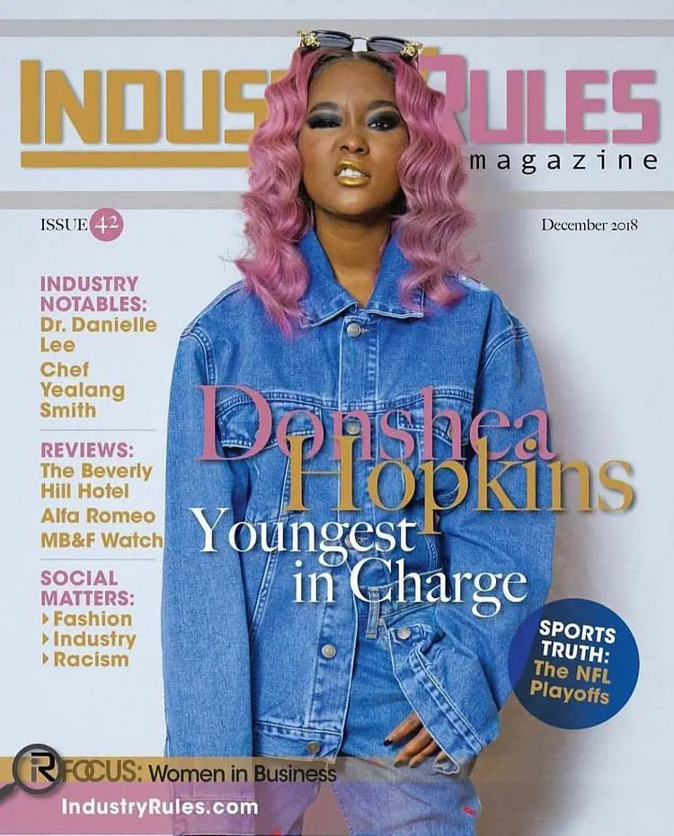 Donshea appears in the cover of Industry Rules in 2018