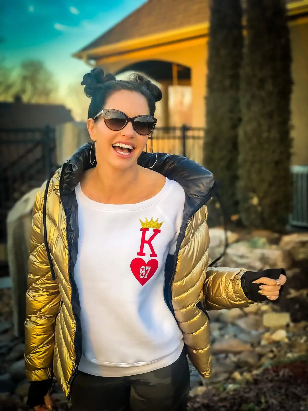 Danny with her new Chic Kelce King of Hearts sweatshirt