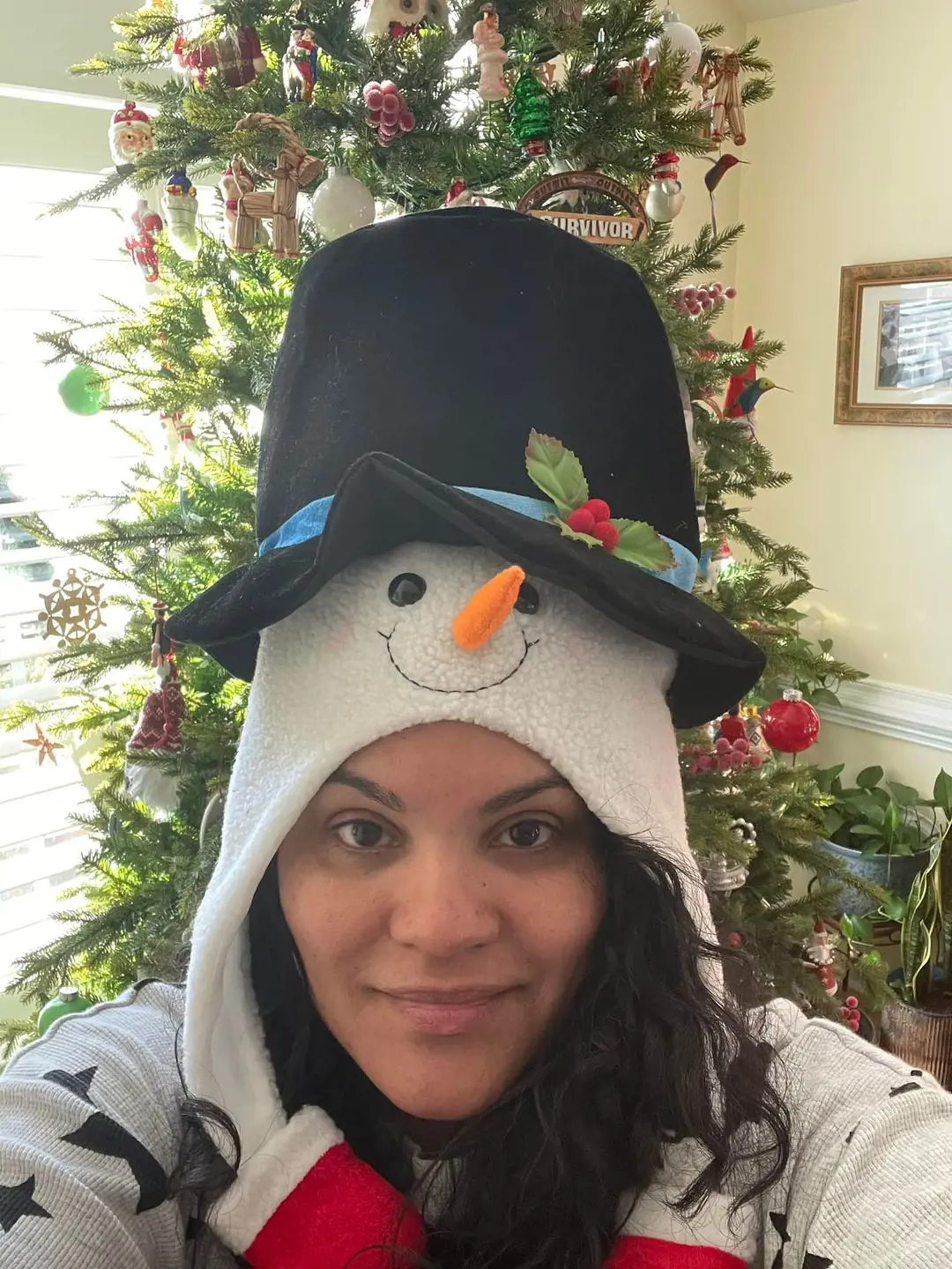 Sandra took an adorable selfie wishing her followers a Merry Christmas