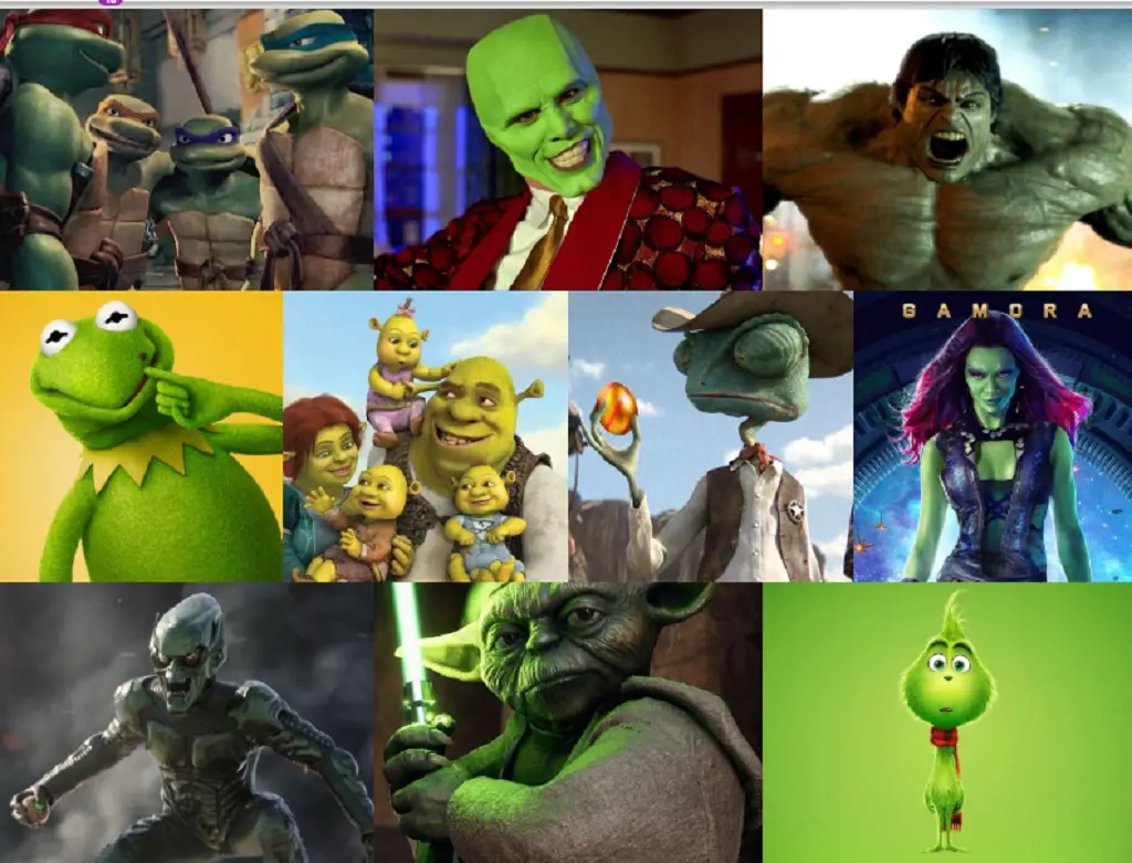 Top Ten movies with green characters